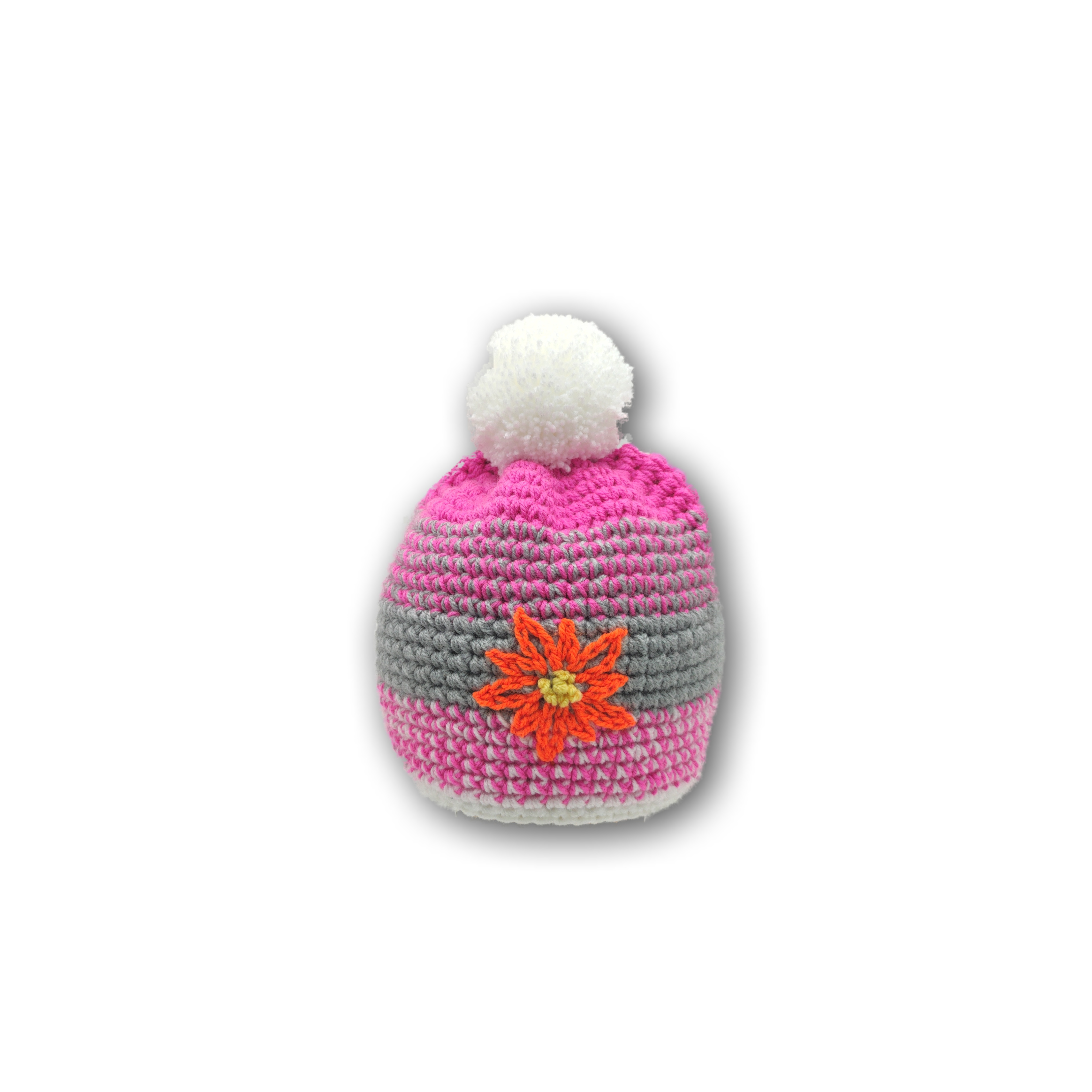 edelweiss mütze pink bommel handmade