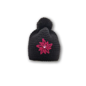 schwarz edelweiss bommel mütze